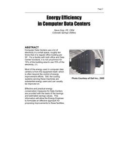 Energy Efficiency in Computer Data Centers