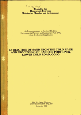 Extraction of Sand from the Colo River and Processing of Sand on Portion 37, Lower Colo Road, Colo