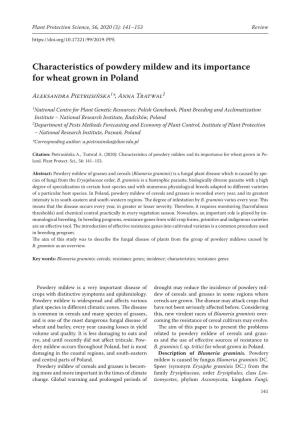 Characteristics of Powdery Mildew and Its Importance for Wheat Grown in Poland