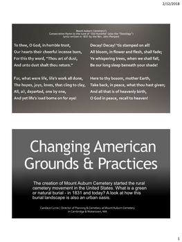 Changing American Burial Grounds and Practices. Candace Currie