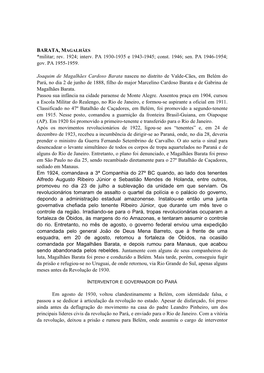 BARATA, MAGALHÃES *Militar; Rev. 1924; Interv. PA 1930-1935 E 1943-1945; Const