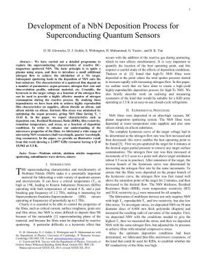 Development of a Nbn Deposition Process for Superconducting Quantum Sensors