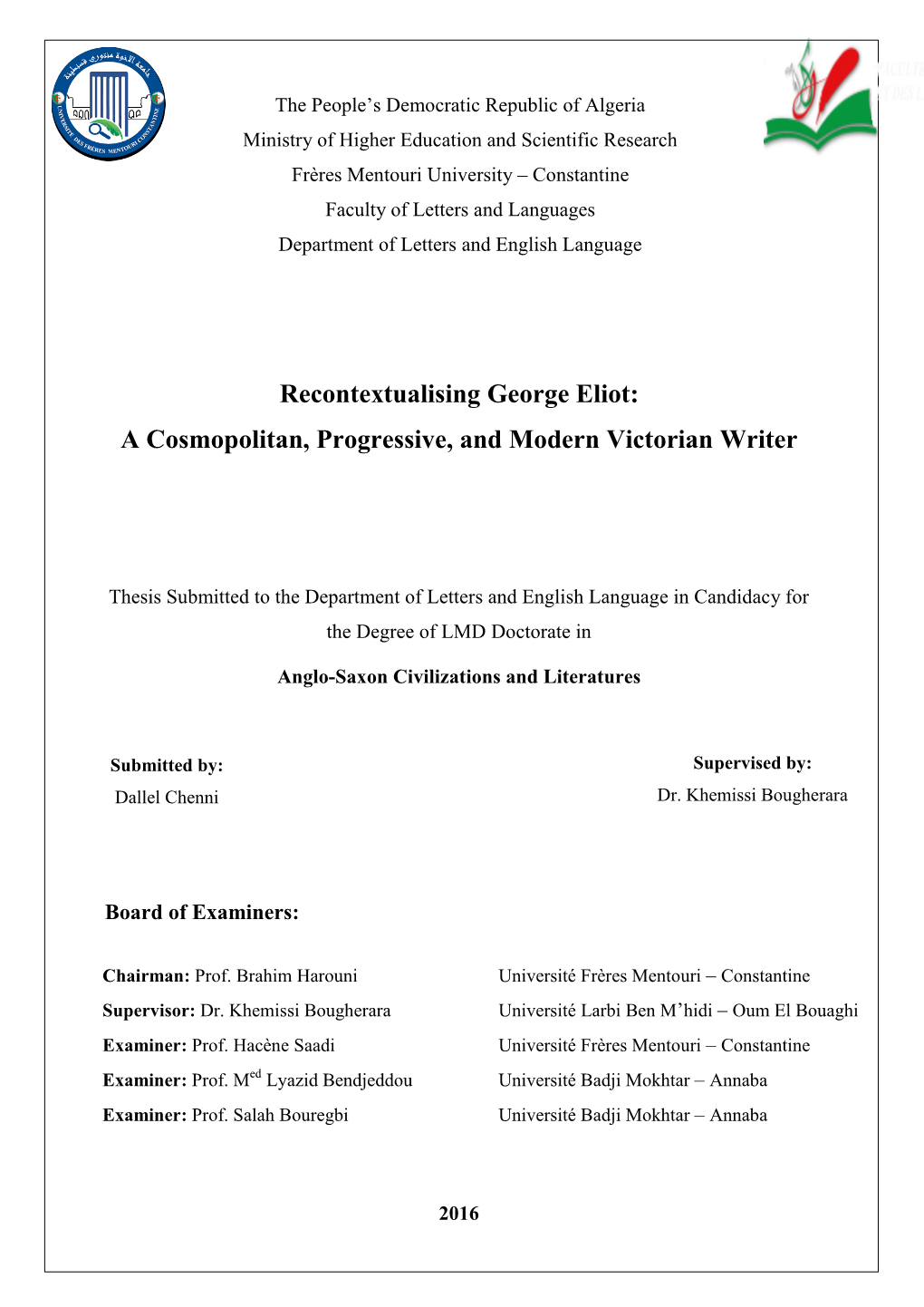 Recontextualising George Eliot