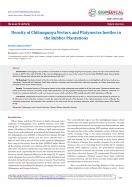 Density of Chikungunya Vectors and Platynectes Beetles in the Rubber Plantations