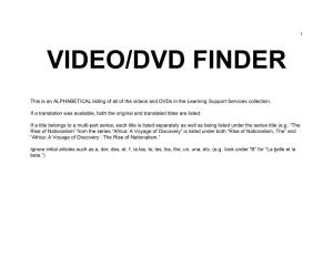 Video/Dvd Finder