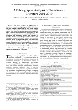 A Bibliographic Analysis of Transformer Literature 2001-2010