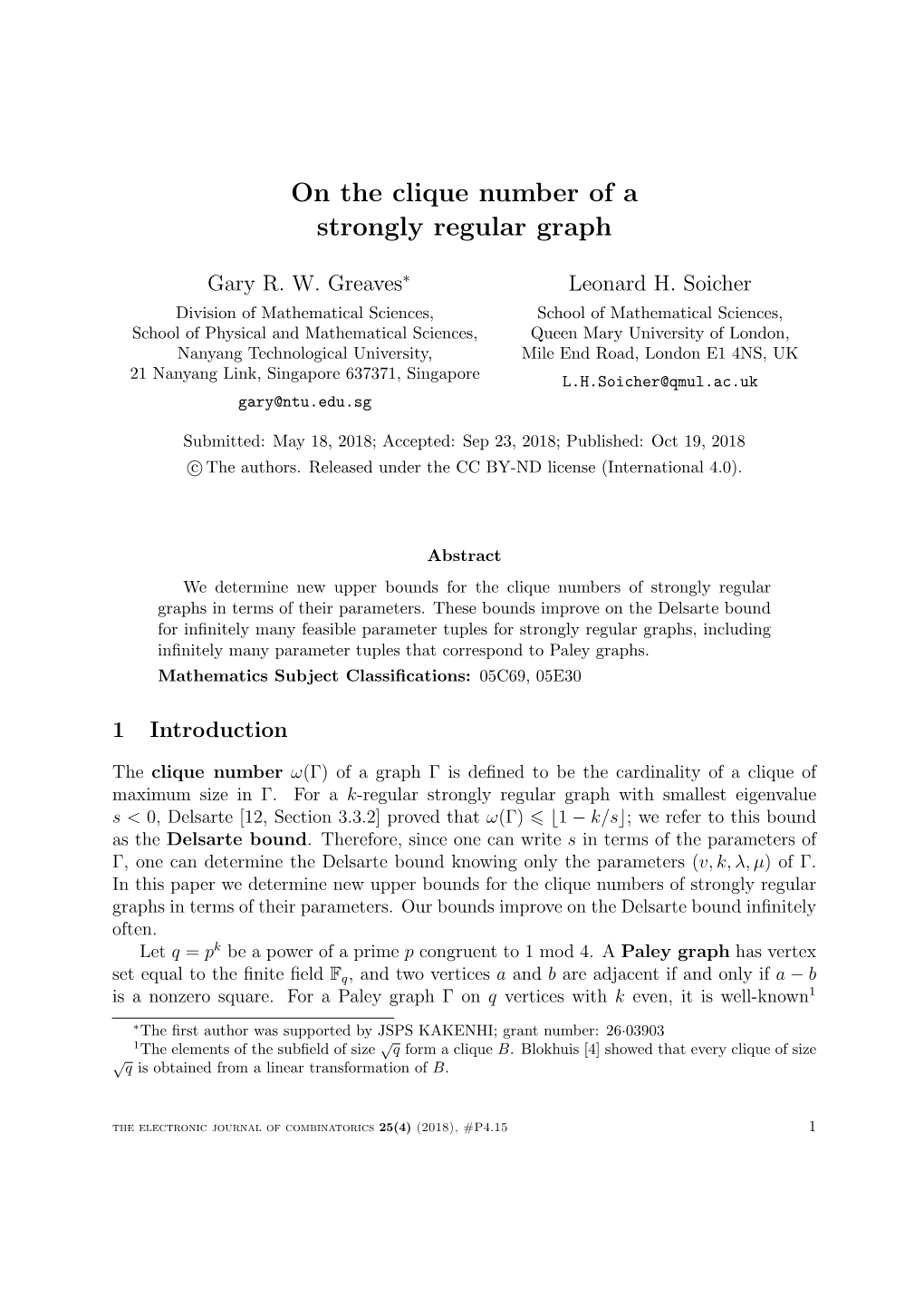 On the Clique Number of a Strongly Regular Graph