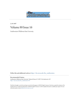Volume 88 Issue 16 Southwestern Oklahoma State University