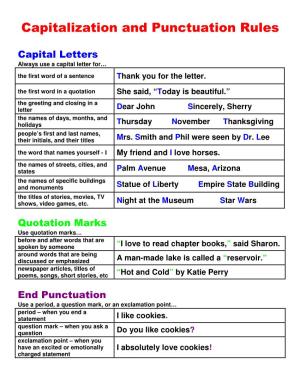 Capitalization and Punctuation Rules