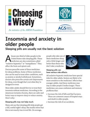 Insomnia and Anxiety in Older People Sleeping Pills Are Usually Not the Best Solution