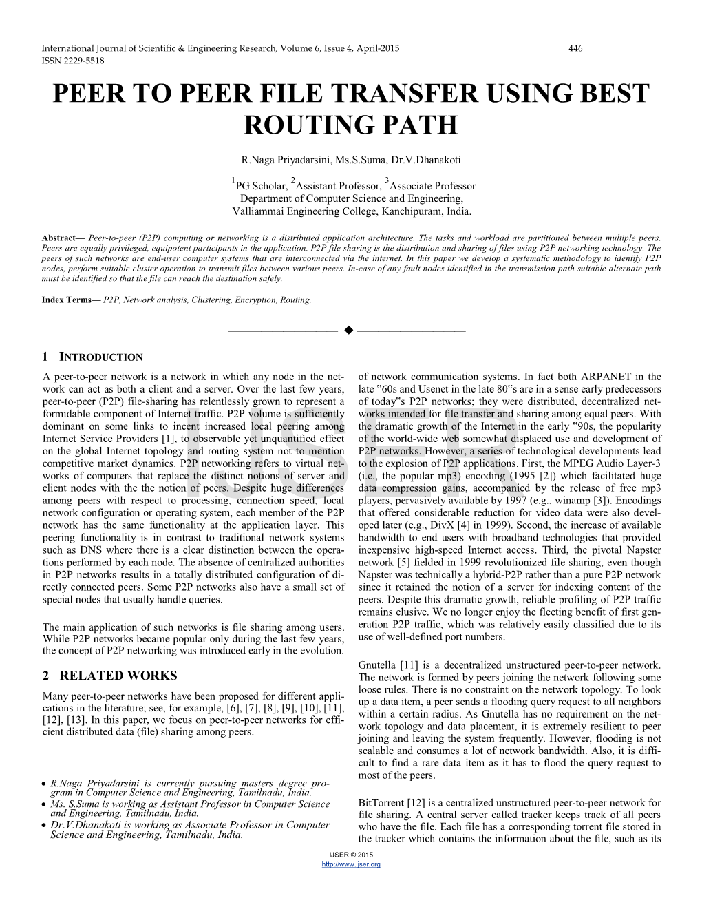 Peer to Peer File Transfer Using Best Routing Path