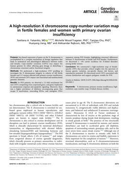 A High-Resolution X Chromosome Copy-Number Variation Map in Fertile Females and Women with Primary Ovarian Insufficiency