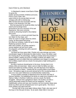 East of Eden by John Steinbeck in Steinbeck's Classic Novel East Of