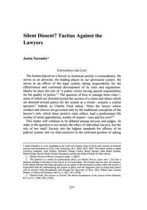 Silent Dissent? Tacitus Against the Lawyers