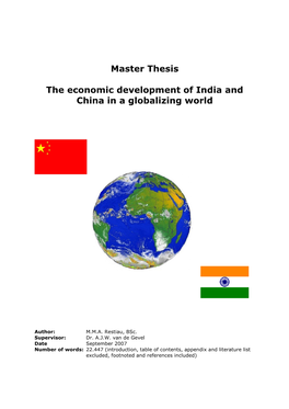 Master Thesis the Economic Development of India and China In