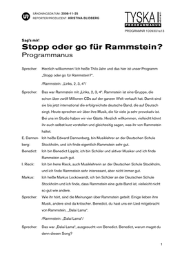 Stopp Oder Go Für Rammstein? Programmanus