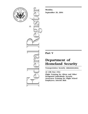 Department of Homeland Security Transportation Security Administration