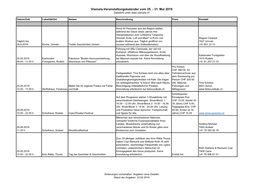 Viamala-Veranstaltungskalender Vom 25