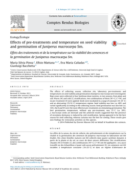 Effects of Pre-Treatments and Temperature on Seed Viability And