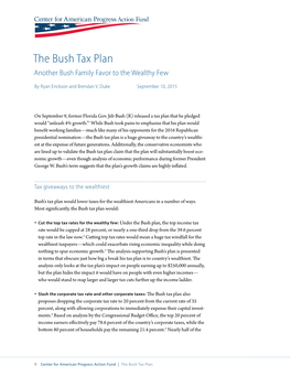The Bush Tax Plan Another Bush Family Favor to the Wealthy Few