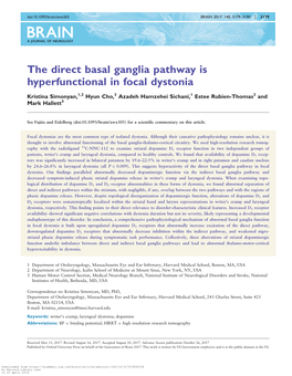 The Direct Basal Ganglia Pathway Is Hyperfunctional in Focal Dystonia