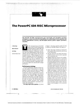 The Powerpc 604 RISC Microprocessor