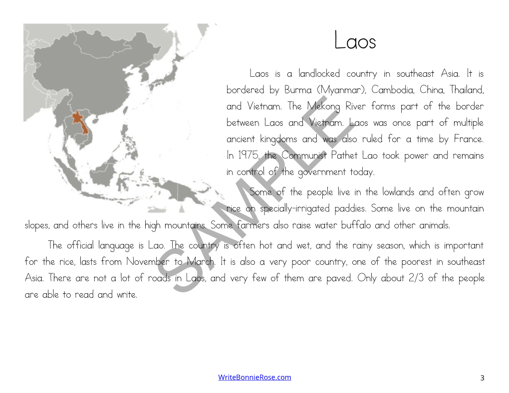 Laos Is a Landlocked Country in Southeast Asia