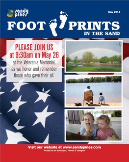 FOOT PRINTS in the SAND PLEASE JOIN US at 9:30Am on May 26 at the Veteran’S Memorial, As We Honor and Remember Those Who Gave Their All