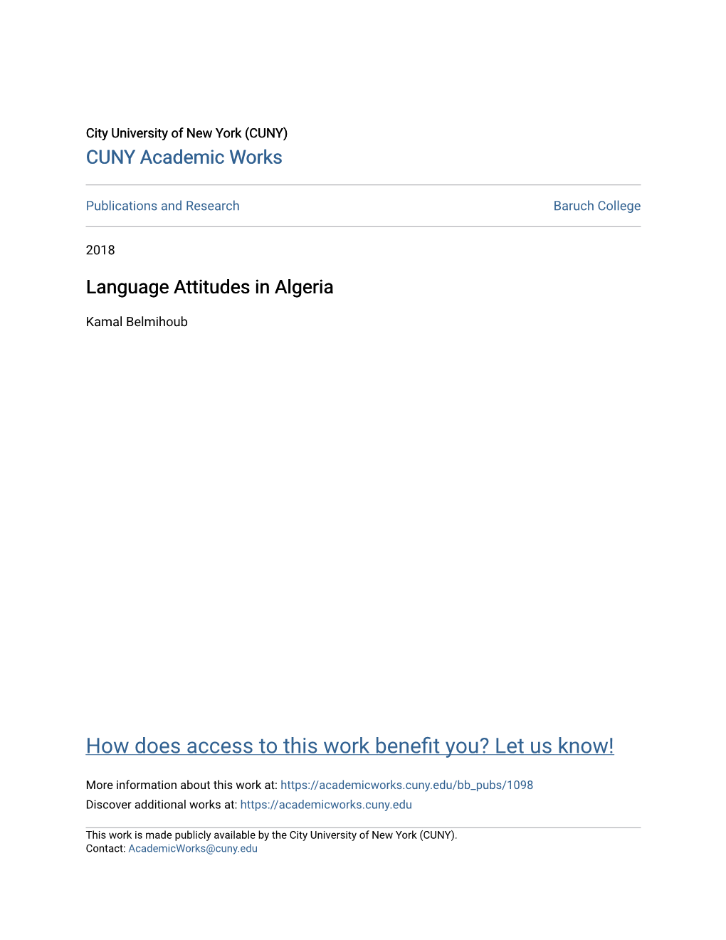 Language Attitudes in Algeria
