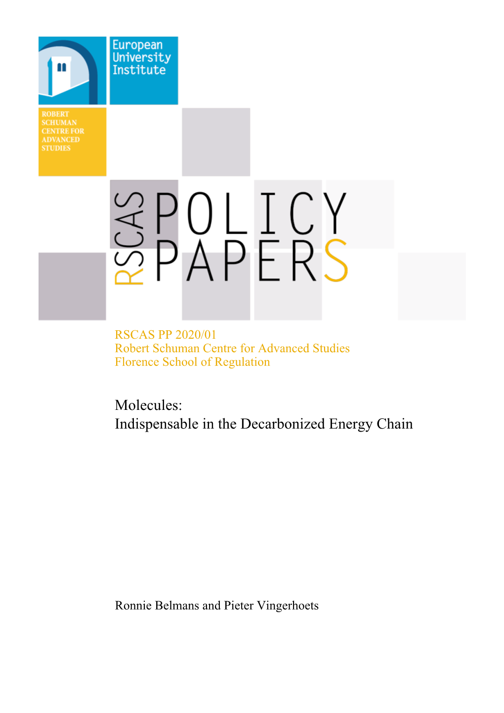 RSCAS PP 2020 01 Molecules: Indispensable in the Decarbonized