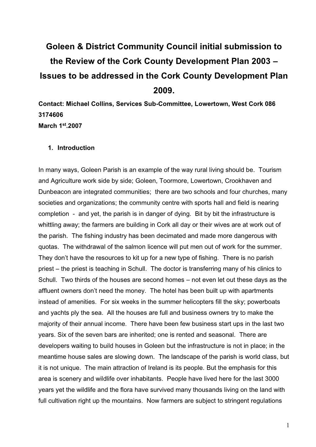 Cork County Plan Issues 2009