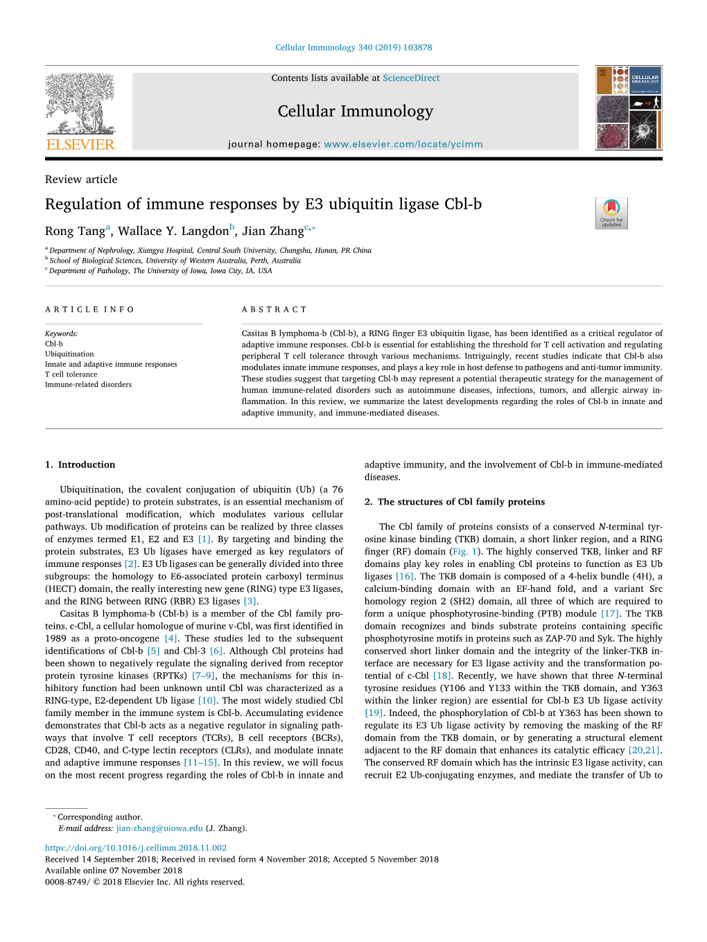 Cellular Immunology Regulation of Immune Responses by E3 Ubiquitin