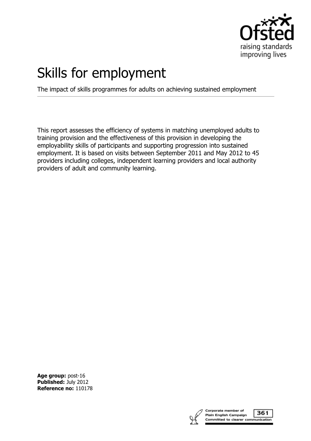 The Impact of Skills Programmes for Adults on Achieving Sustained Employment