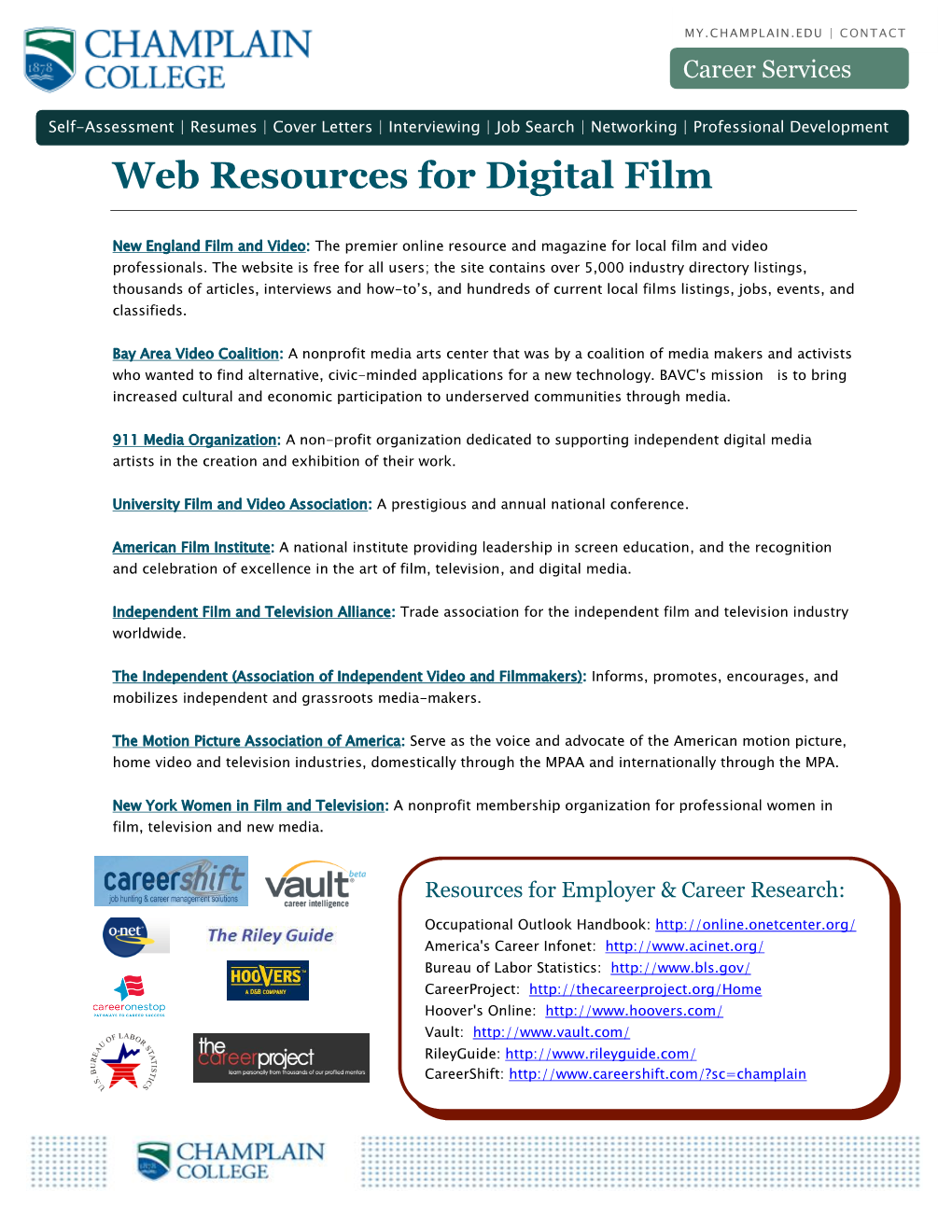 Web Resources for Digital Film