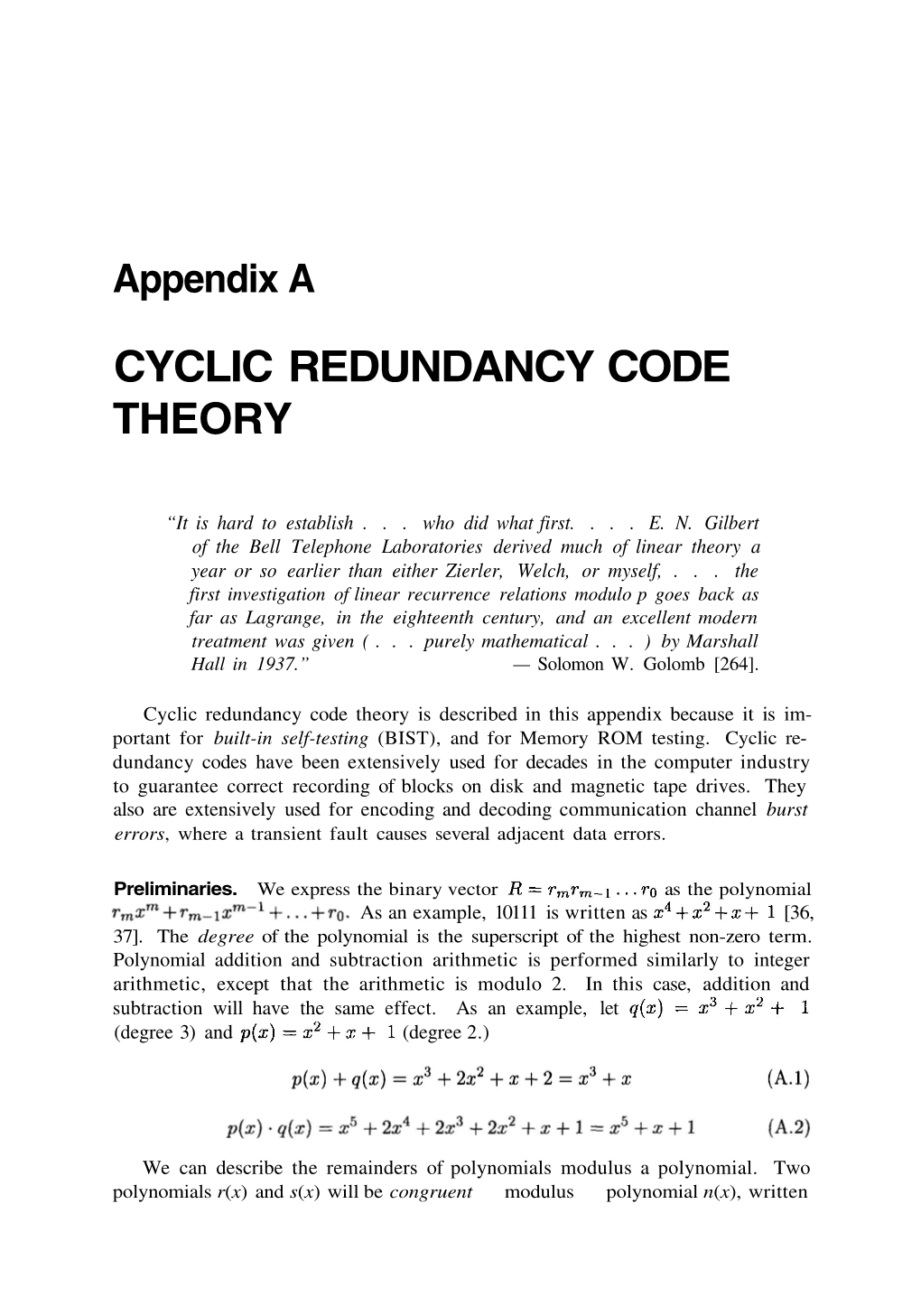 Cyclic Redundancy Code Theory