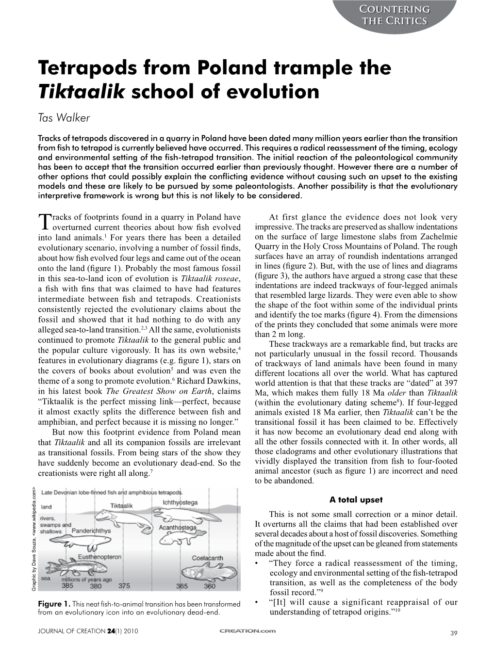 Tetrapods from Poland Trample the Tiktaalik School of Evolution Tas Walker