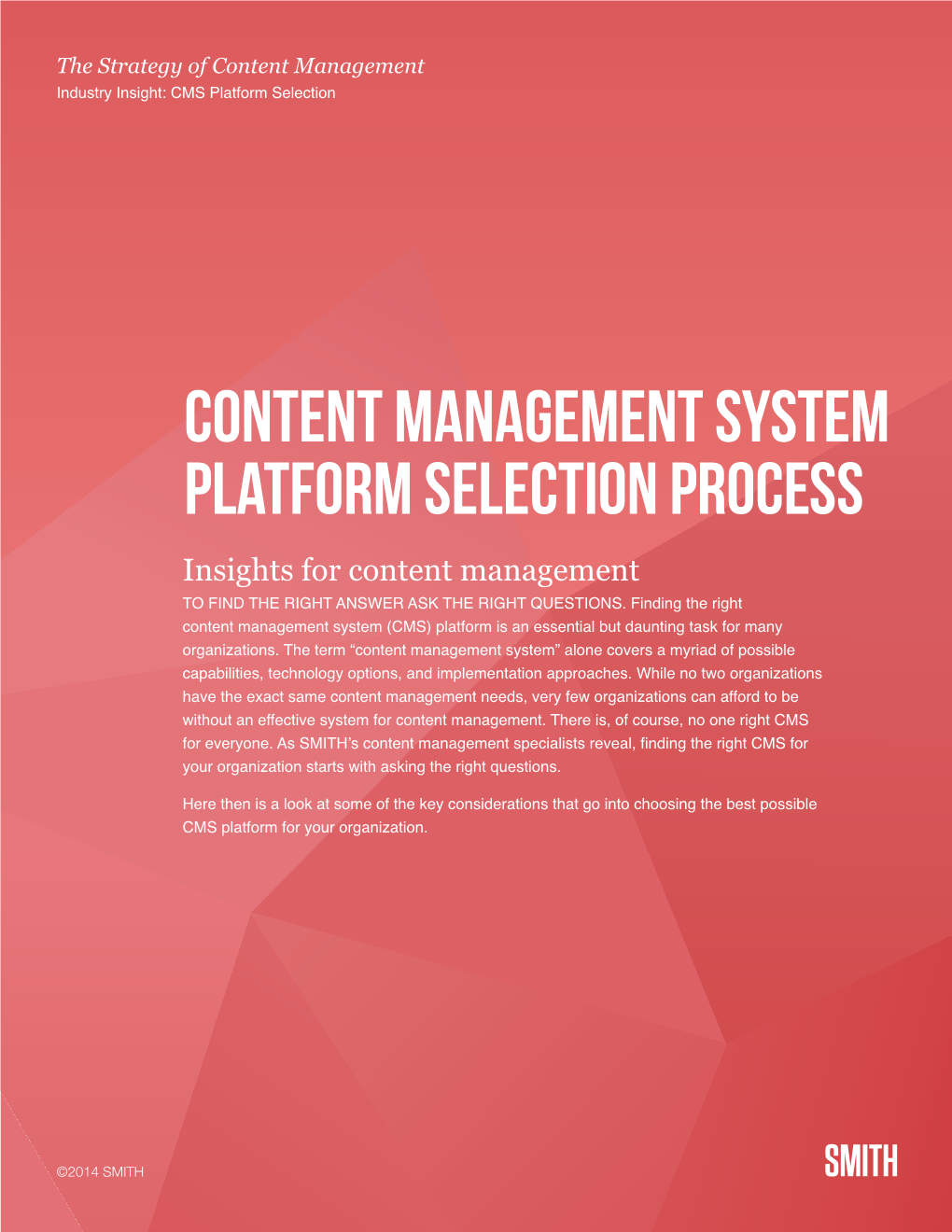 Content Management System Platform Selection Process