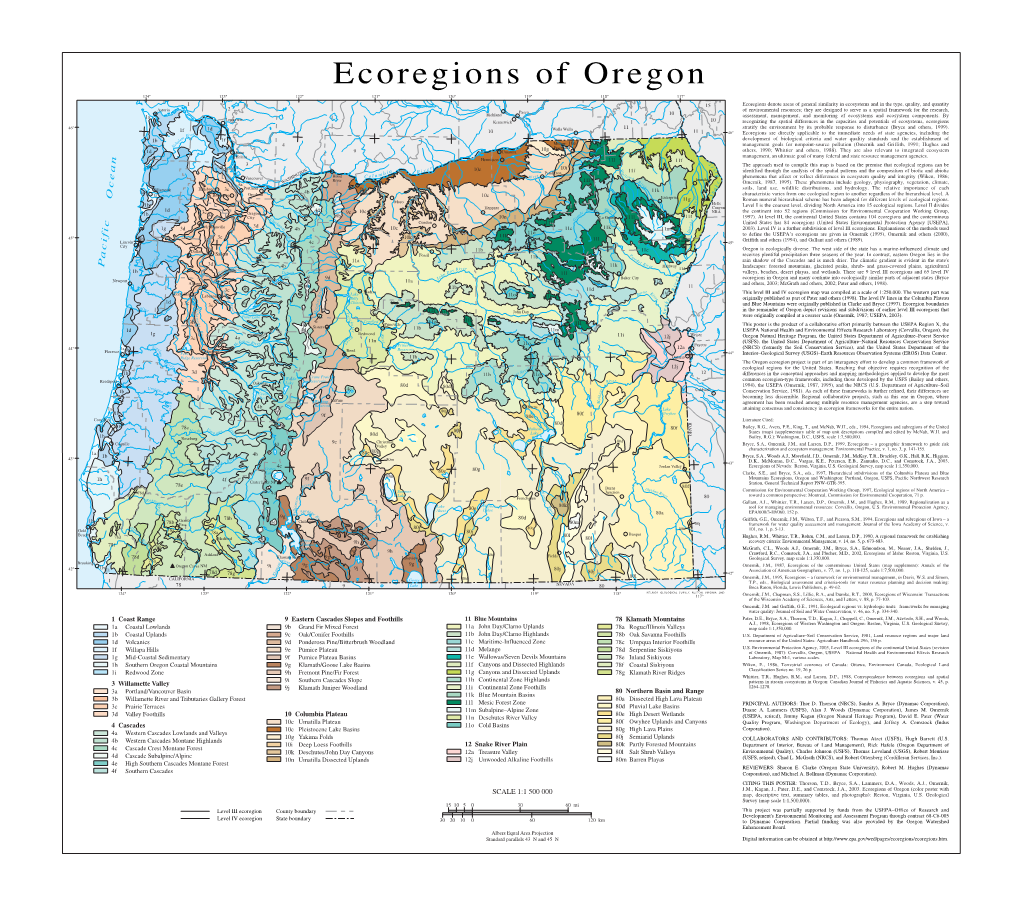 Level III and IV Ecoregions of Oregon