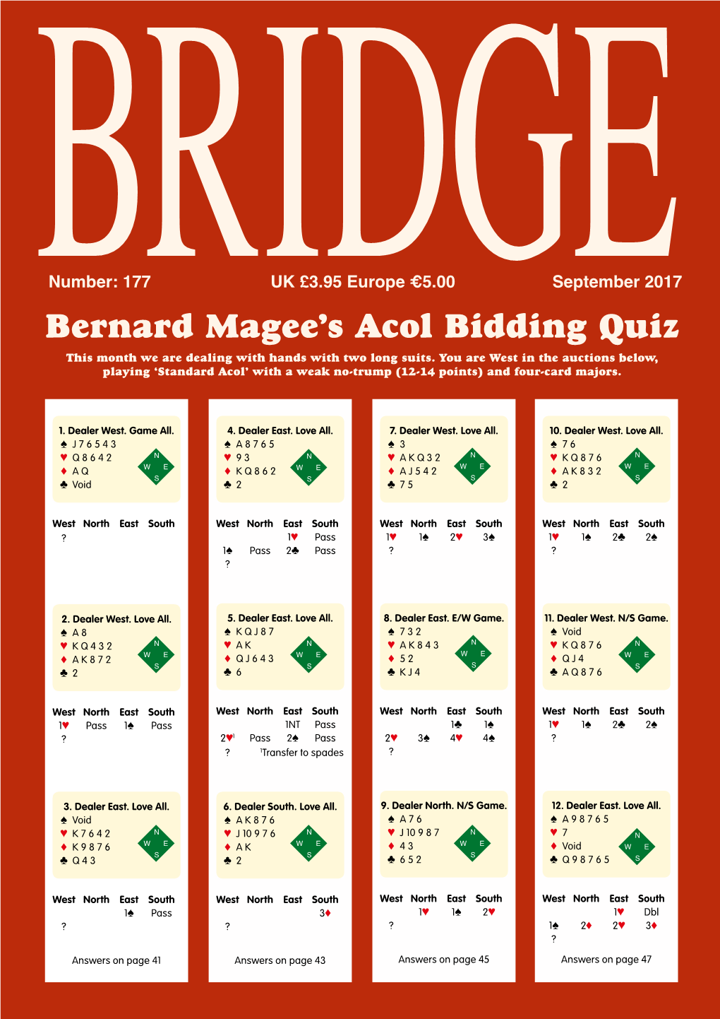 Bernard Magee's Acol Bidding Quiz