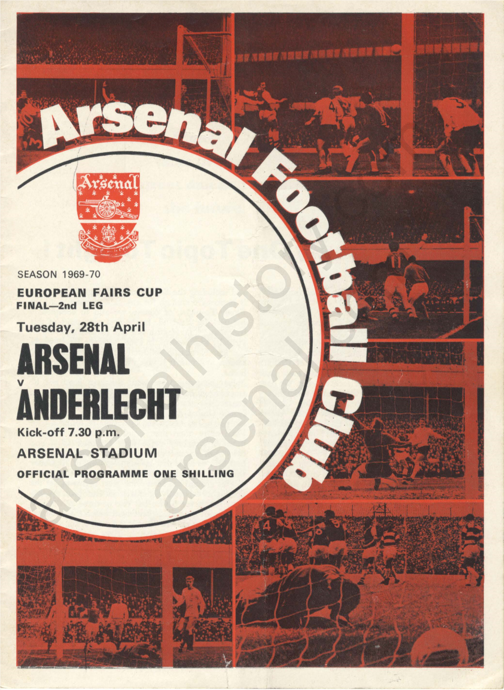 Arsenal V Anderlecht 28 April 1970