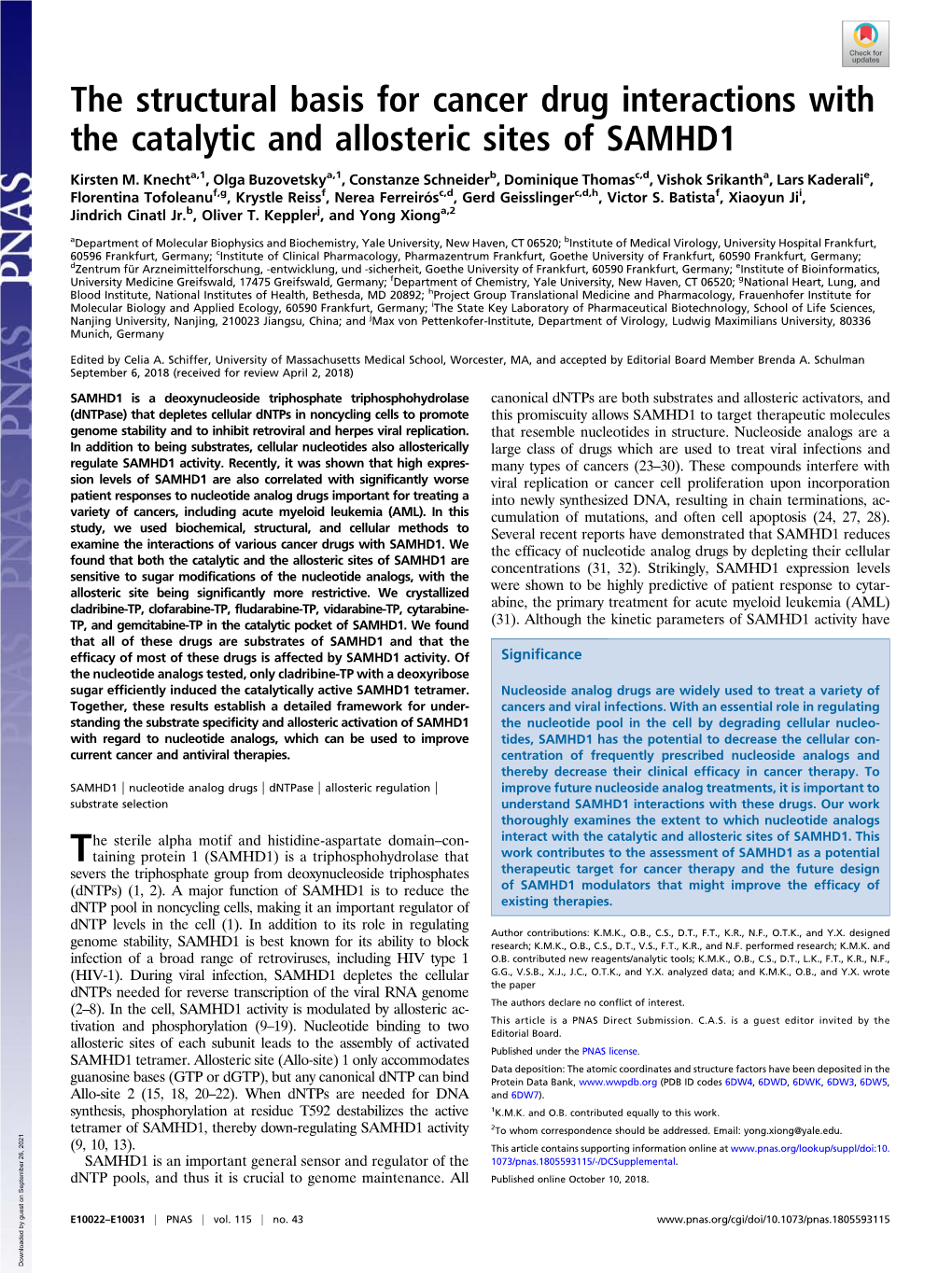 The Structural Basis for Cancer Drug Interactions with the Catalytic and Allosteric Sites of SAMHD1