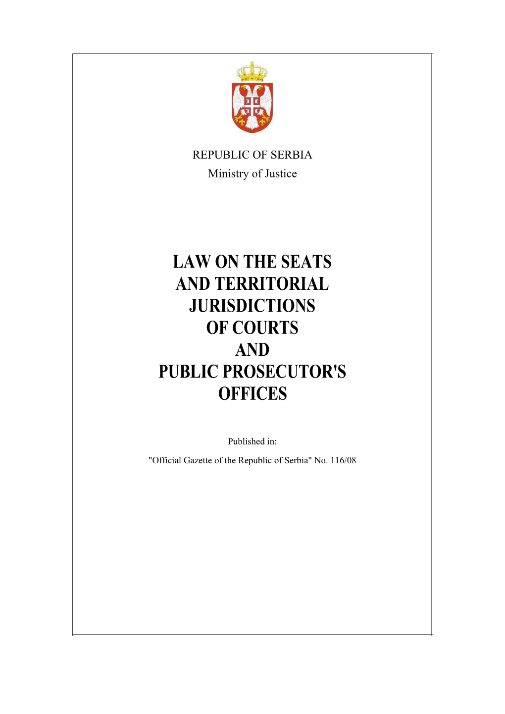 Law on the Seats and Territorial Jurisdictions of Courts and Public Prosecutor's Offices