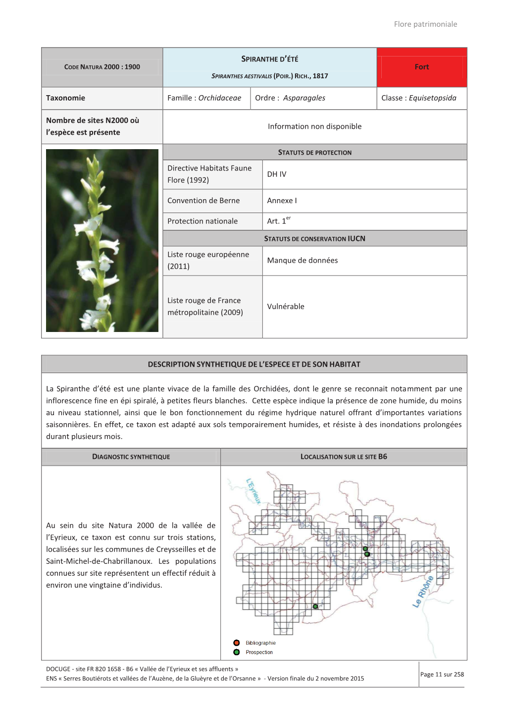 Flore Patrimoniale Fort Taxonomie Famille : Orchidaceae Ordre