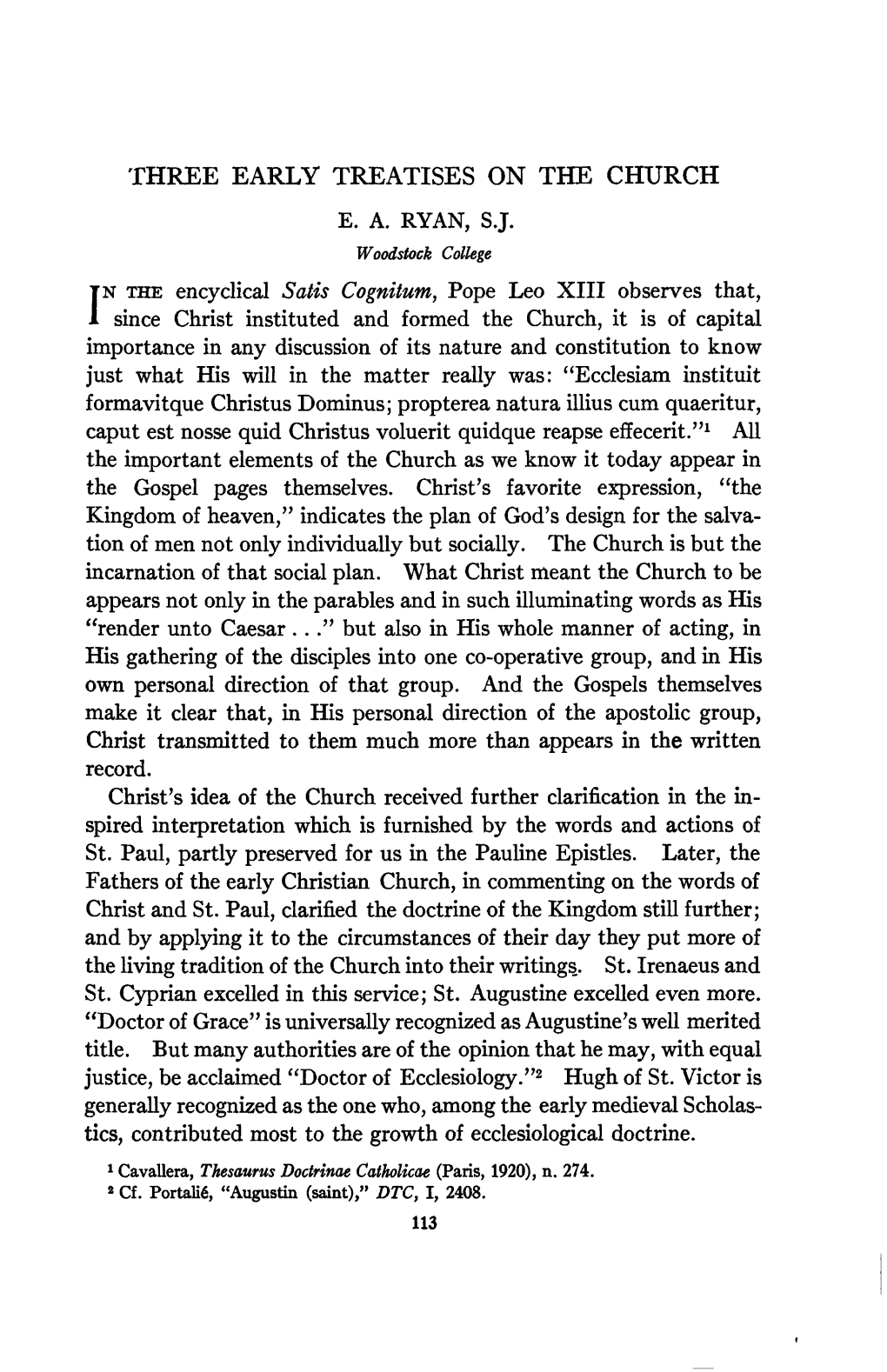 Three Early Treatises on the Church E. A. Ryan, Sj. in The