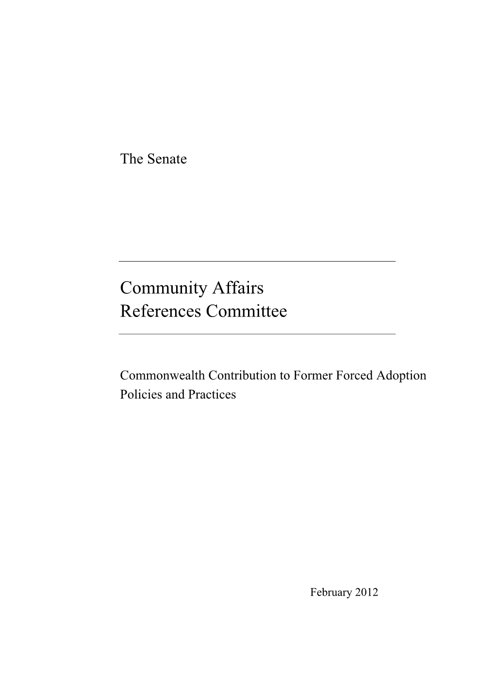 Commonwealth Contribution to Former Forced Adoption Policies and Practices