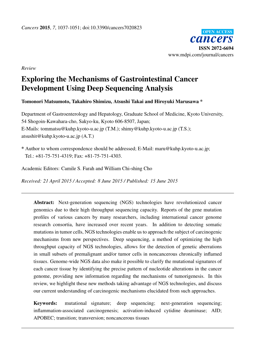 Exploring the Mechanisms of Gastrointestinal Cancer Development Using Deep Sequencing Analysis