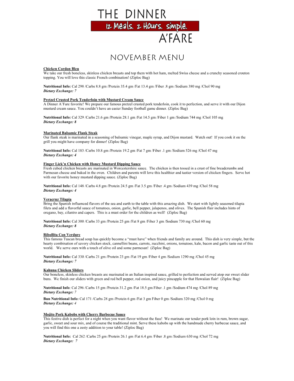 November Menu