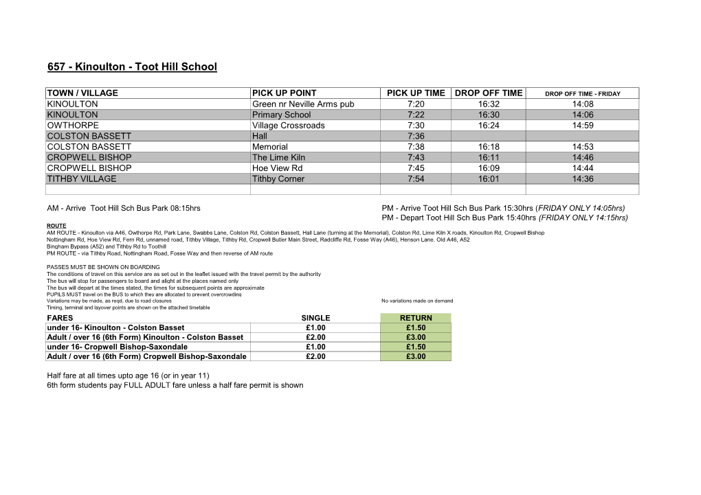 657 - Kinoulton - Toot Hill School