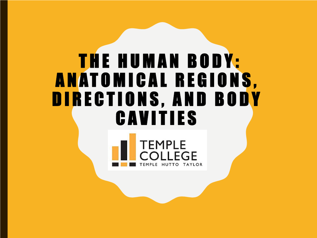 The Human Body: Anatomical Regions, Directions, and Body