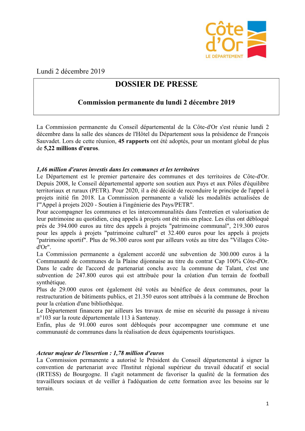 Dossier De Presse